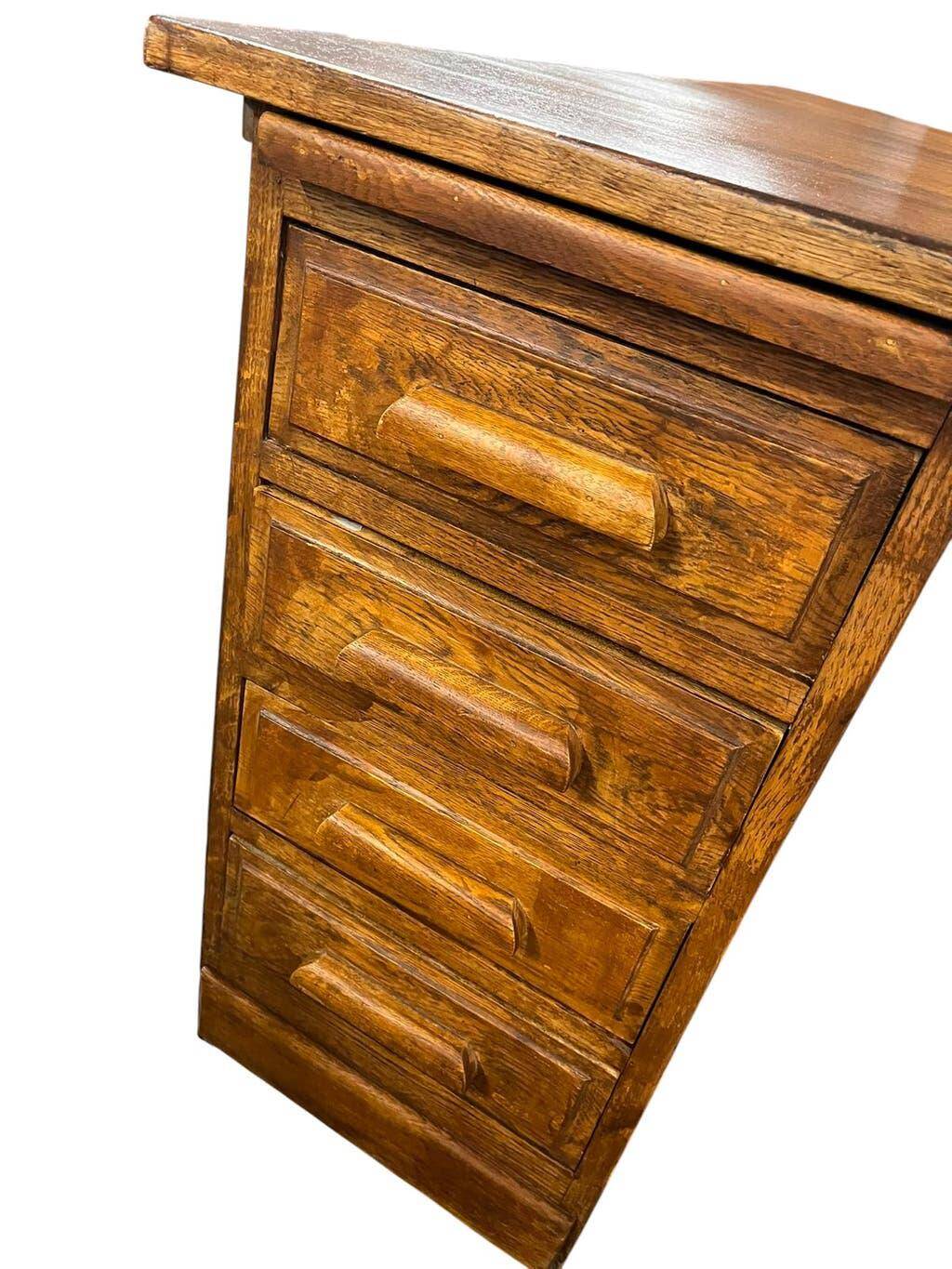 Bureau vintage XL profond en bois / bureau double face