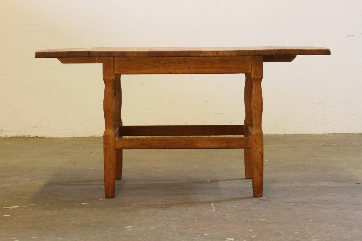 1960s mid-century brutalist Danish coffee table in oak attributed to Kjærnulf