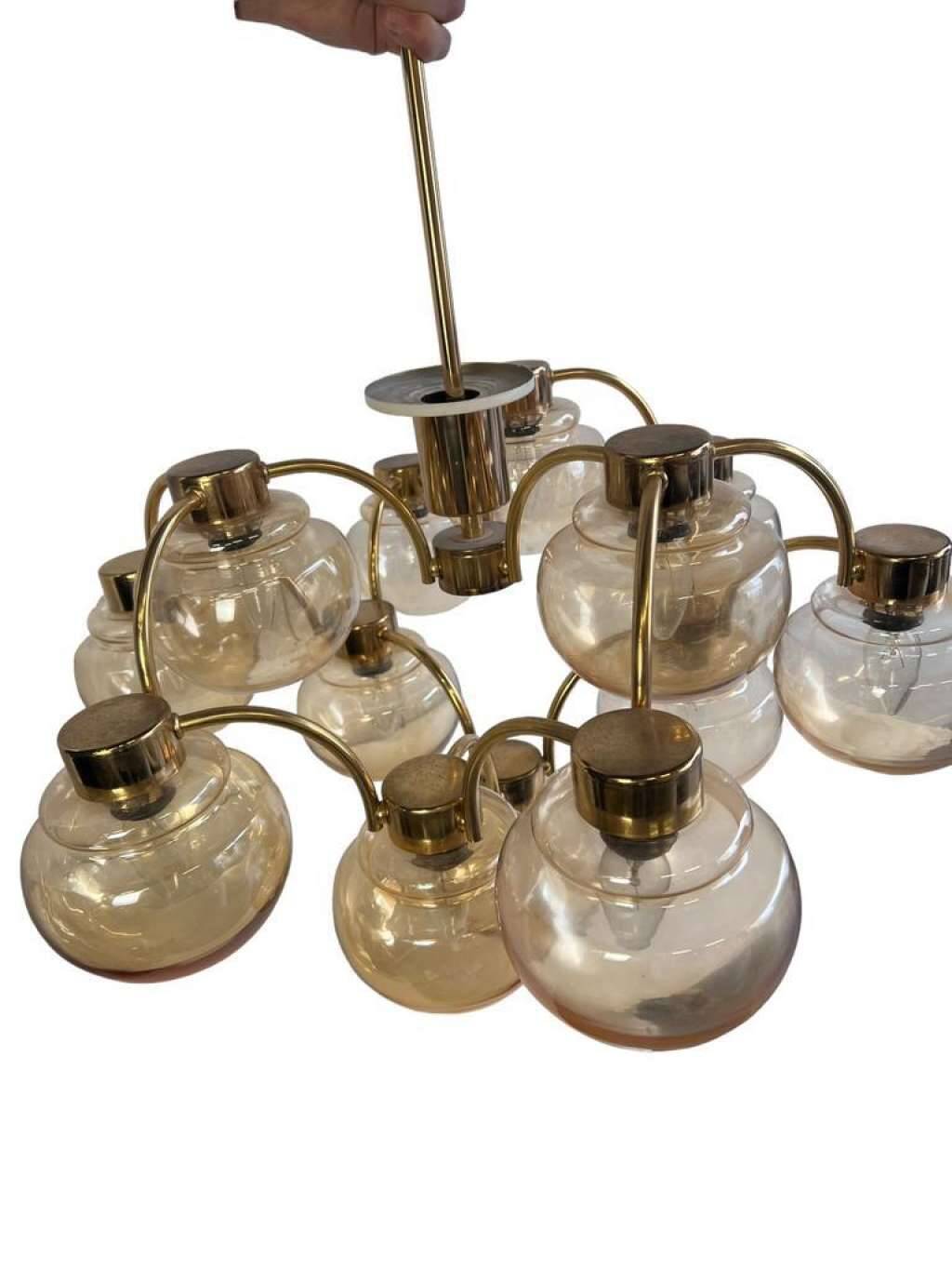 Vintage “golden” sciolari style hanging lamp with 12 light points