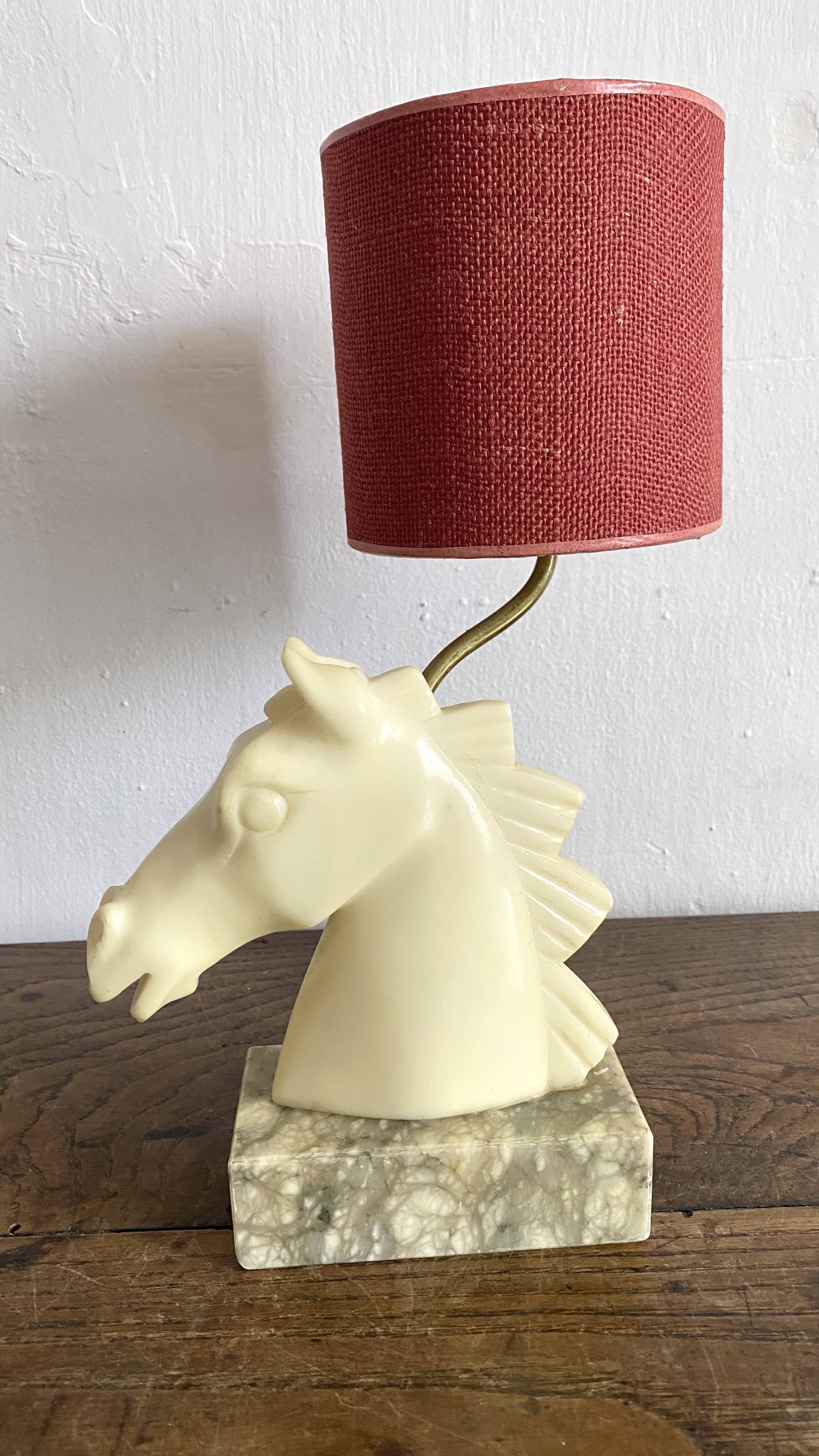 Alabaster horse head lamp, Italy