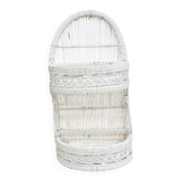 Ancienne étagère murale en osier blanc