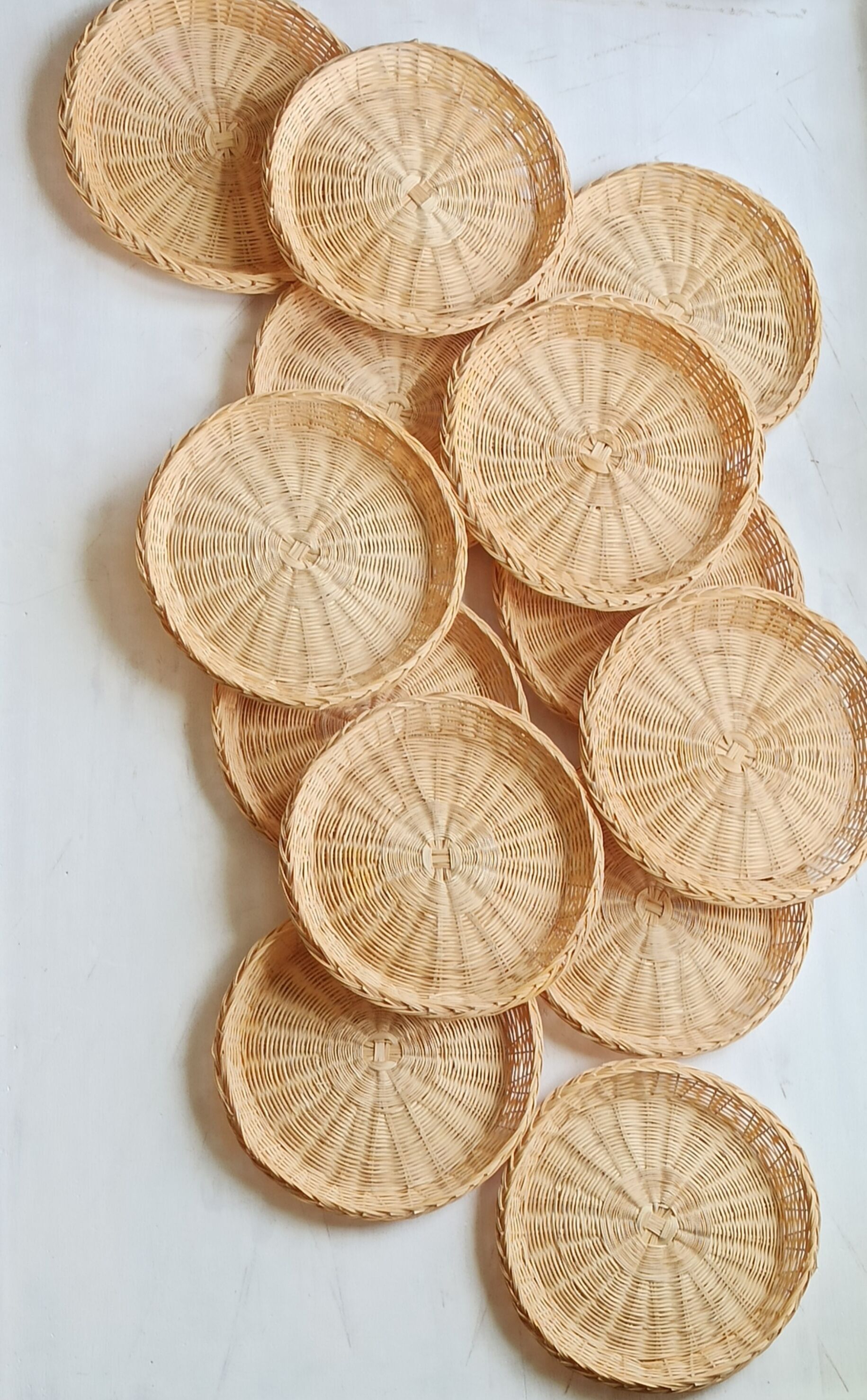 Wall composition of vintage baskets