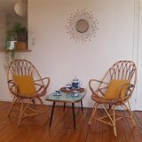 Pair of vintage rattan armchairs