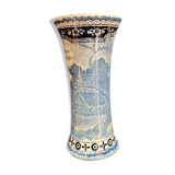 Vase cornet gien blanc bleu
