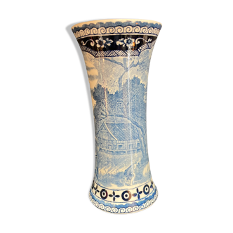 Vase cornet gien white blue