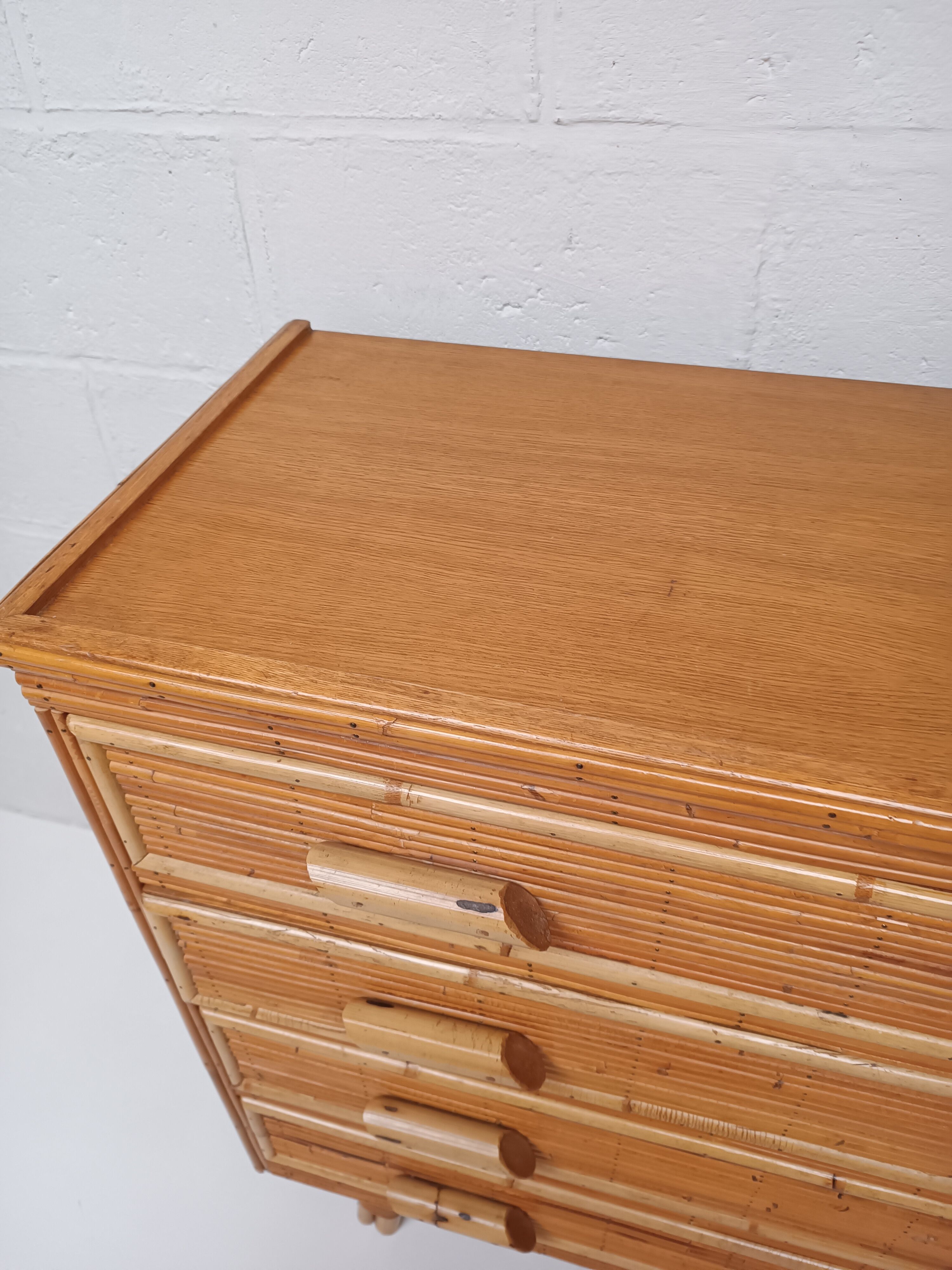 Rattan chest of drawers 60s-70s