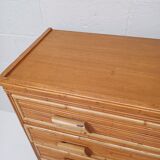 Rattan chest of drawers 60s-70s