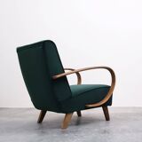1930 Jindrich Halabala Bentwood Armchair in Emerald Green Velvet