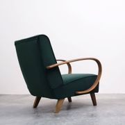 1930 Jindrich Halabala Bentwood Armchair in Emerald Green Velvet