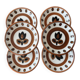 Set of 6 Boch La Louvière soup plates, Kimono model, 1970