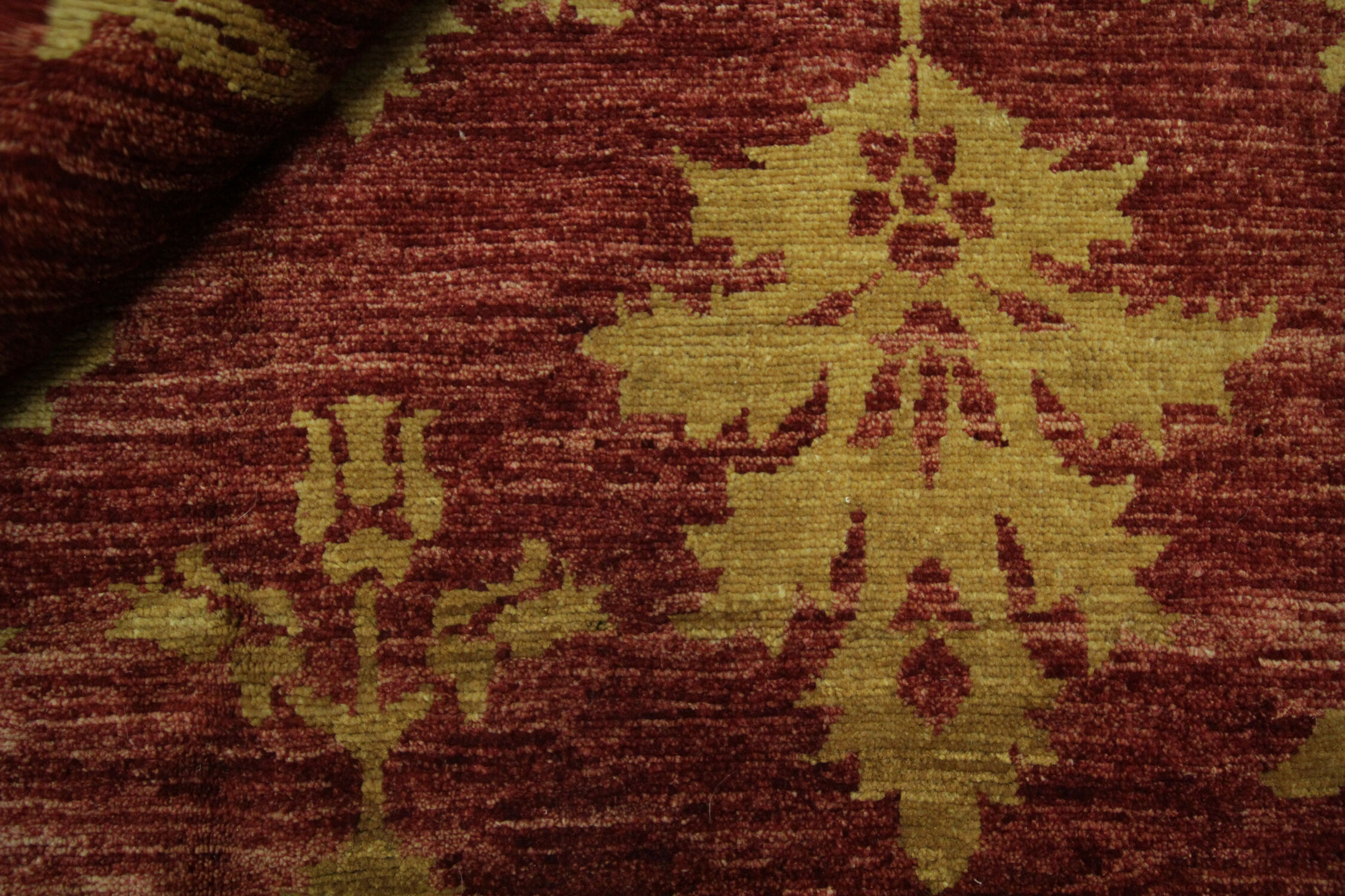Modern deep red wool rug, classic handwoven carpet- 143x205cm