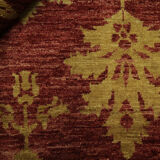 Modern deep red wool rug, classic handwoven carpet- 143x205cm