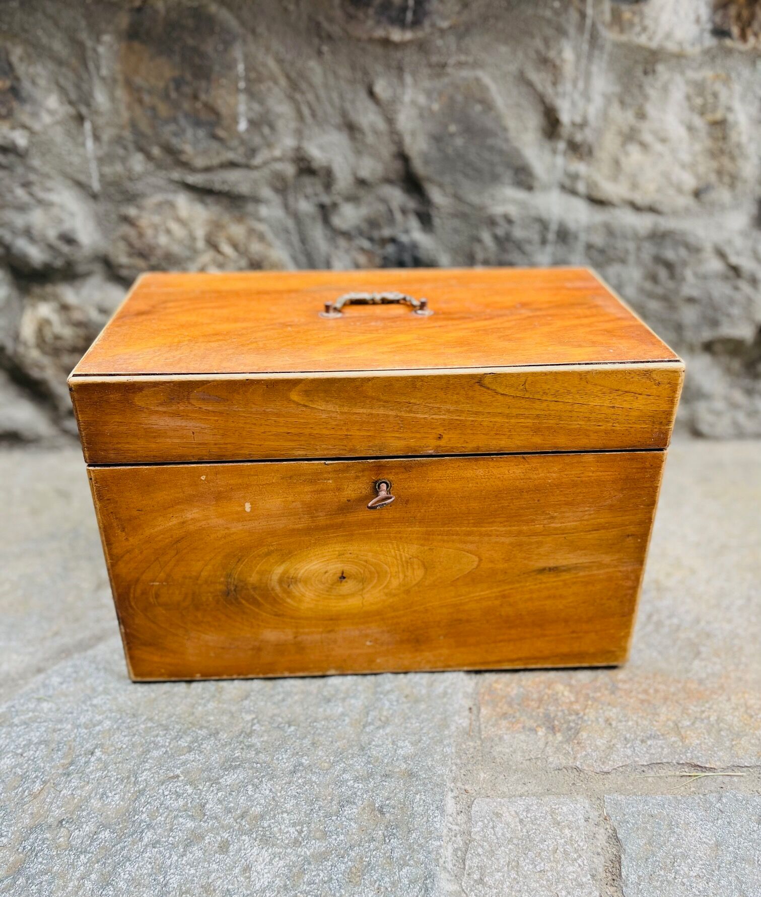 Antique wooden box with compartment