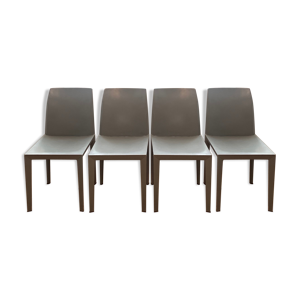 Set 4 chaises poltrona frau gainées de cuir gris