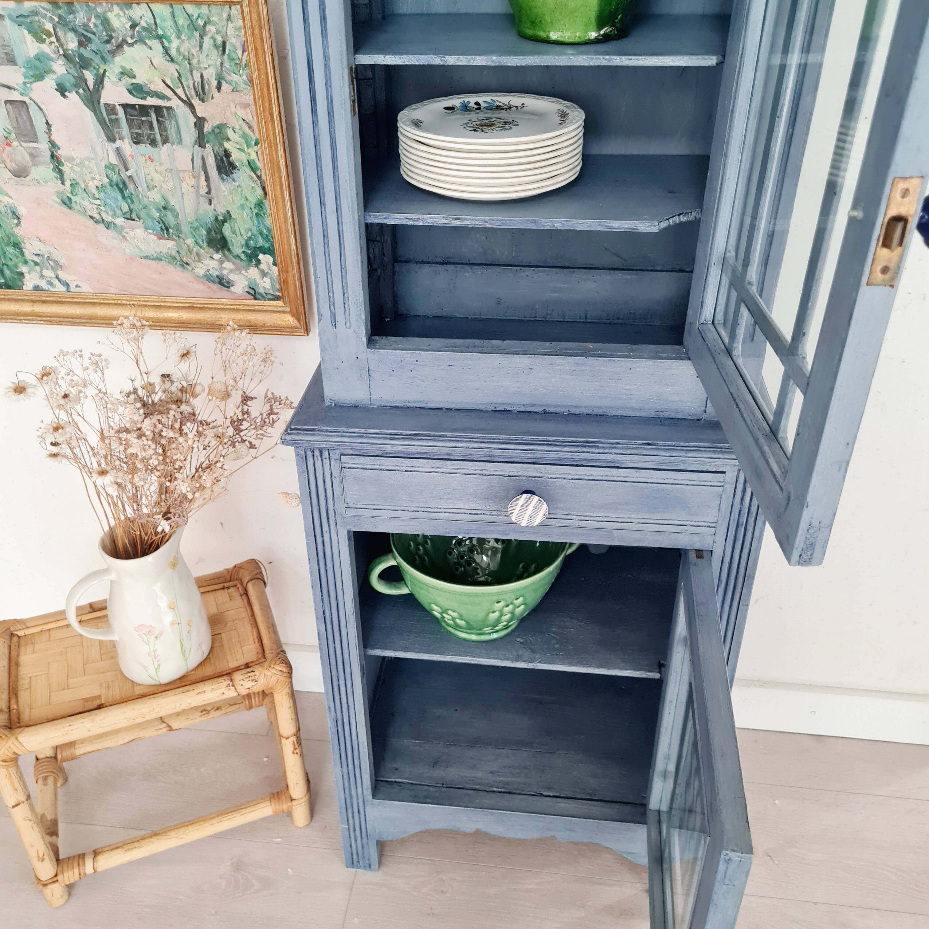 50s display case - small blue dresser
