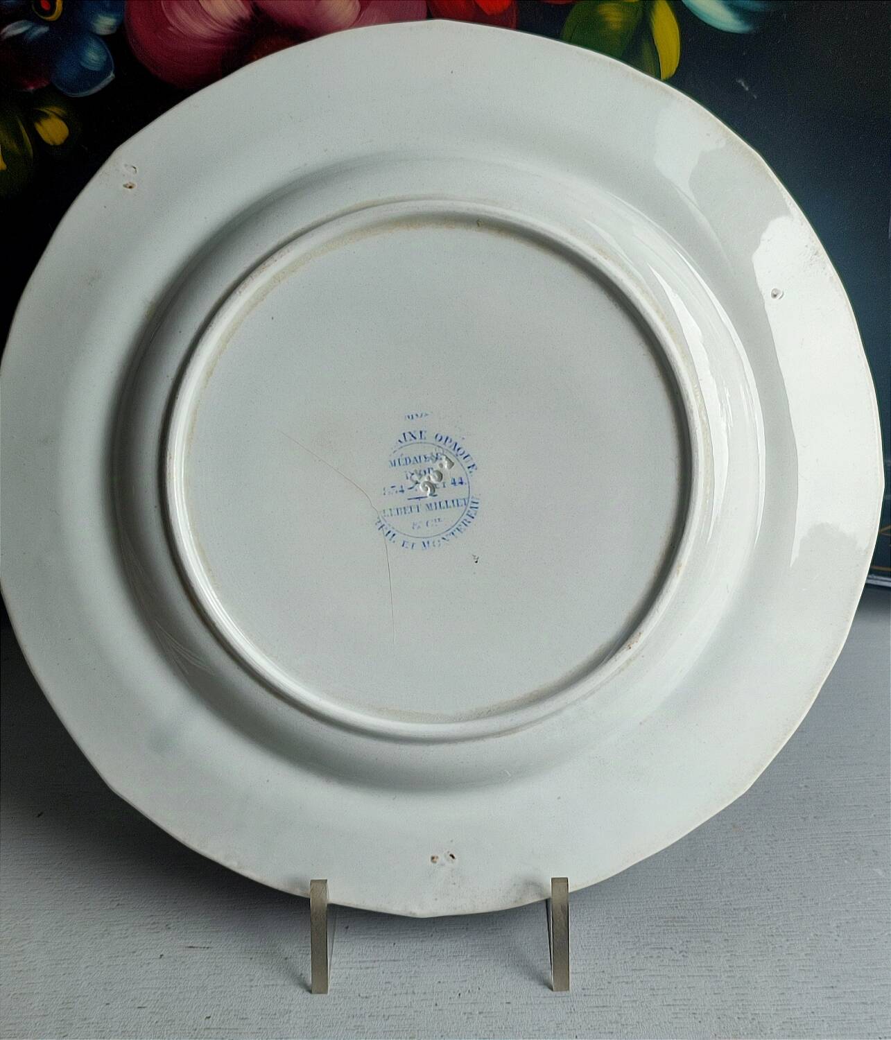 Set of 4 antique plates - Creil & Montereau - Opaque porcelain -