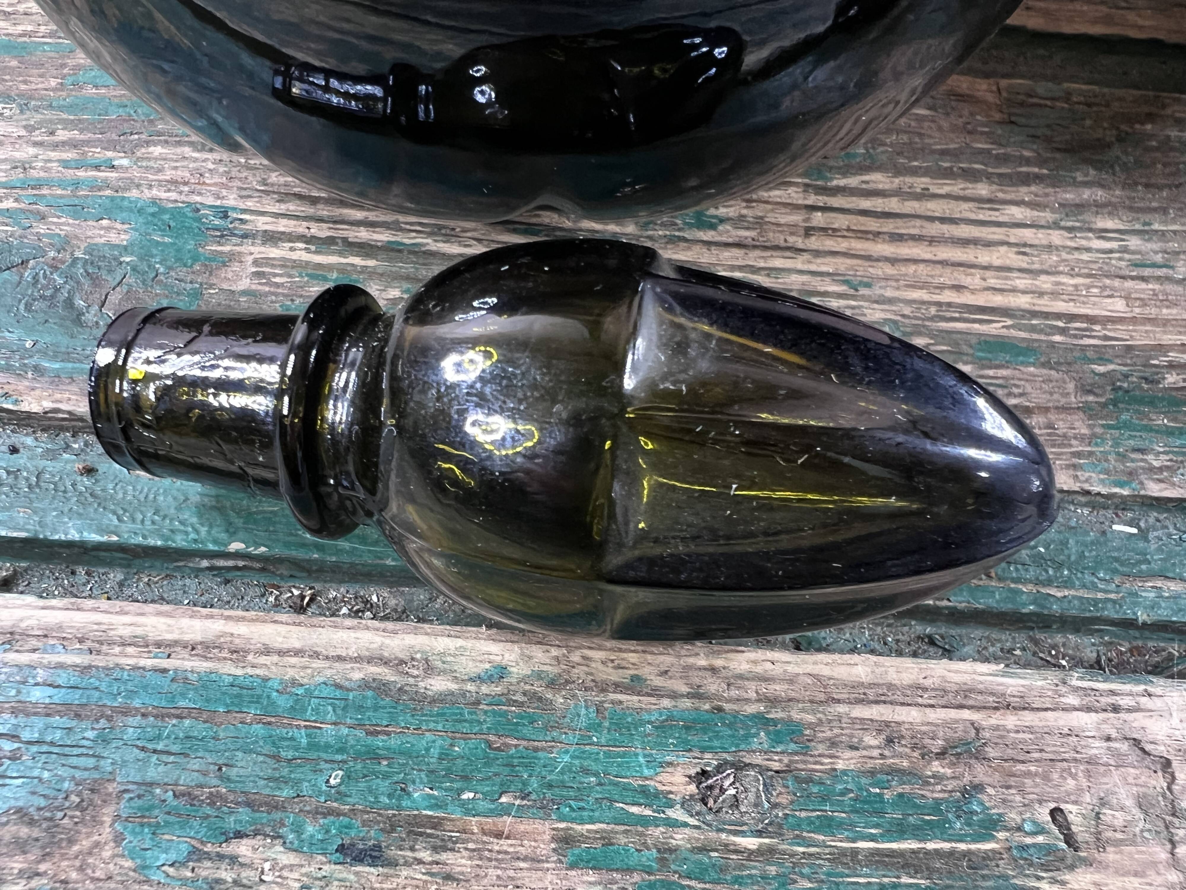 Pair of vintage tinted glass carafes – elegant silhouette – May spirit