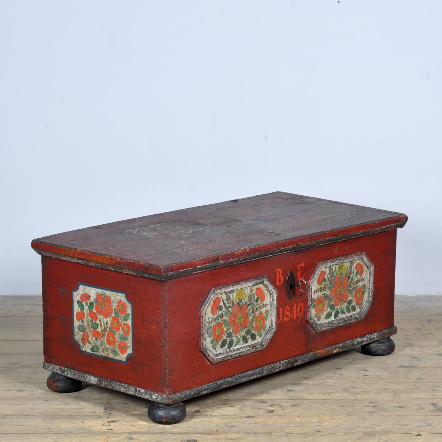 Folk art wedding chest from 1849