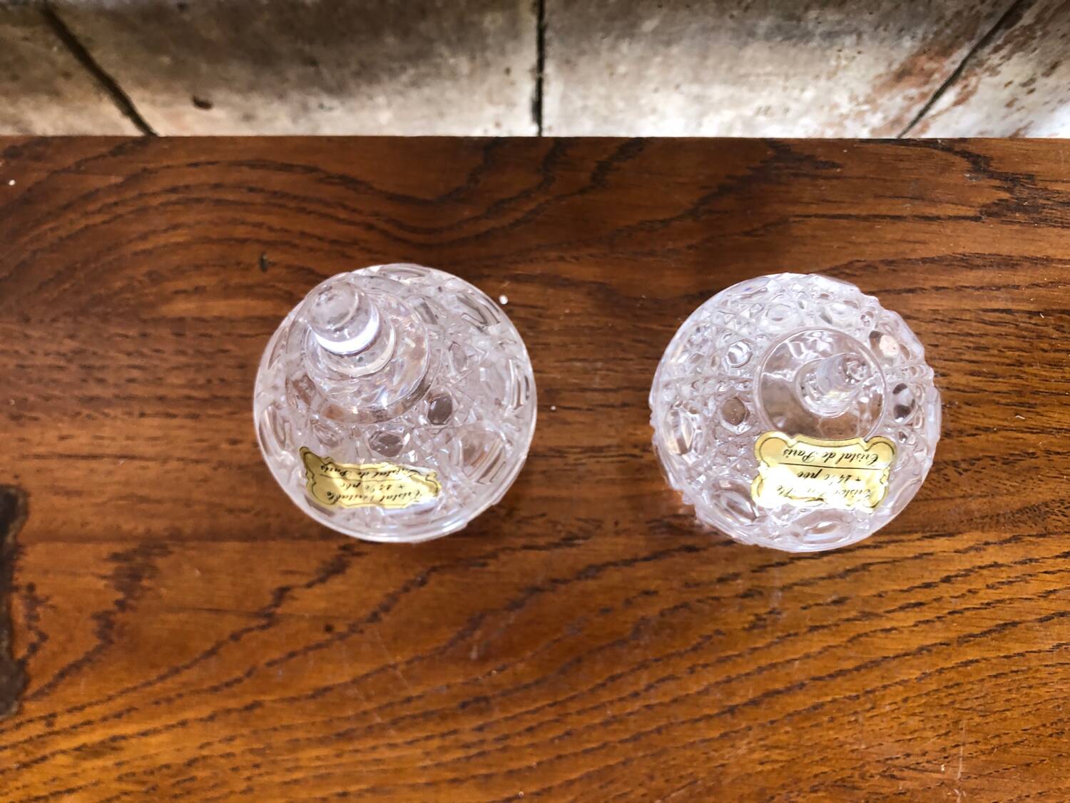 Paire ancienne bonbonnière cristal de paris pomme & poire vintage