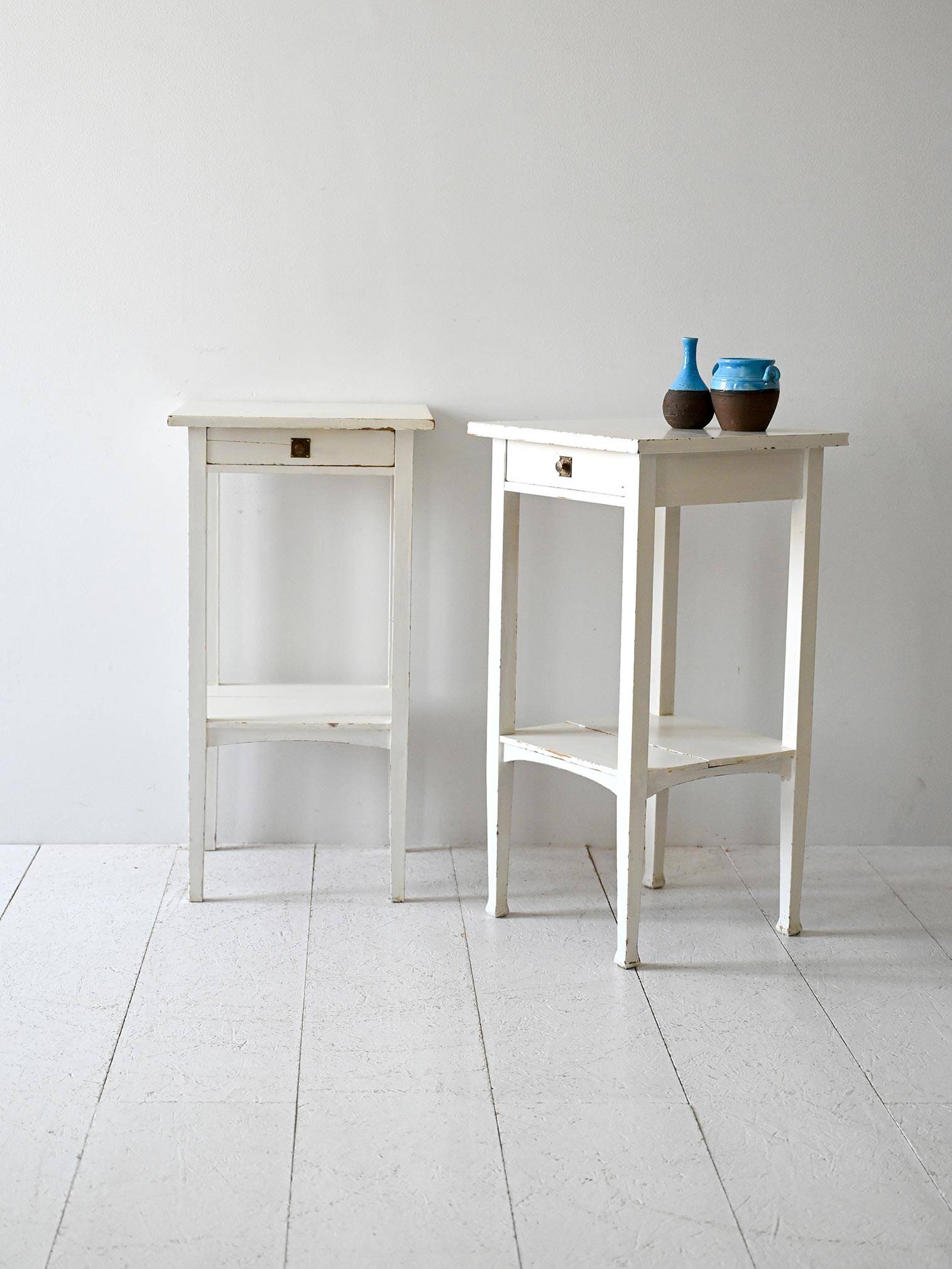 Pair of mid-century Scandinavian white-painted nightstands