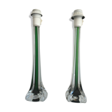 Paire de pied de lampe en verre Paul Kedelv pour Flygsfors 1950