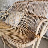 Antique rattan bench