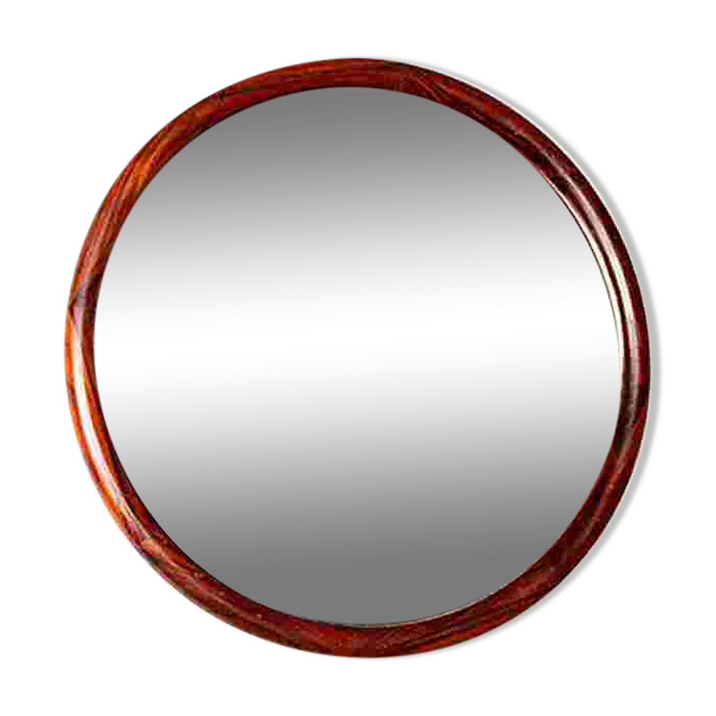 Large round Danish rosewood mirror by Vildbjerg Mobelfabrik 1960.