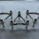 3 Combi-Leuchter chrome metal vintage candlesticks at BMF