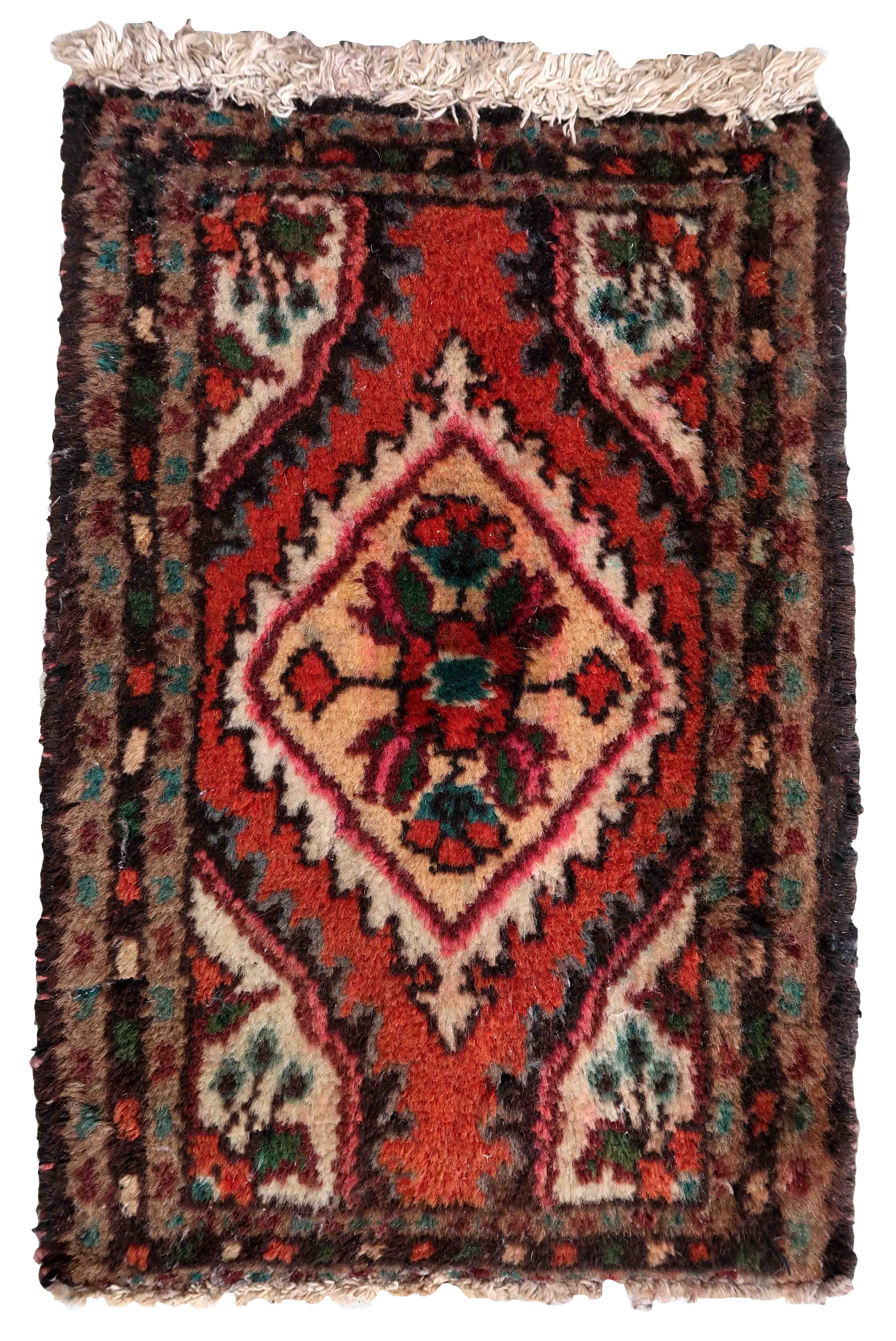 Vintage persian carpet hamadan handmade 35cm x 53cm 1970s