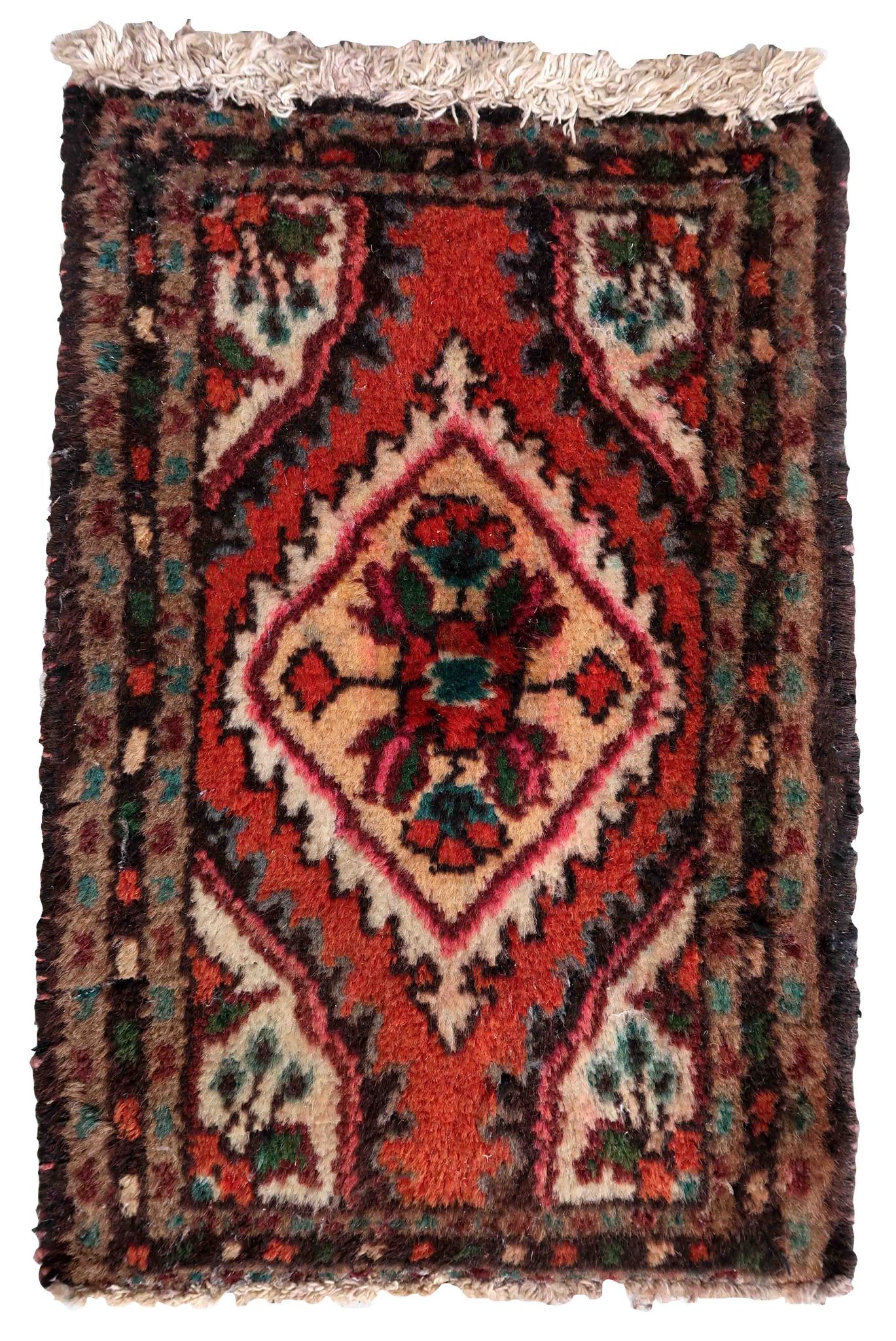 Vintage persian carpet hamadan handmade 35cm x 53cm 1970s