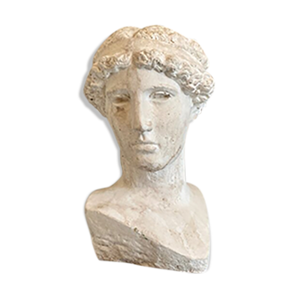 Whitewashed concrete bust - reproduction, detail of Michelangelo's "The Dying Slave"