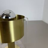 Postmodern Brass Acryl Glass Cubic Table Light, Italy 1970