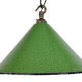 Industrial British Green Enamel Factory Pendant Lamp, 1950s