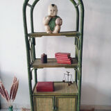 Bamboo shelf & green rattan
