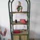 Bamboo shelf & green rattan