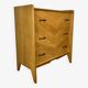 50s chest of drawers with blond wood compass feet