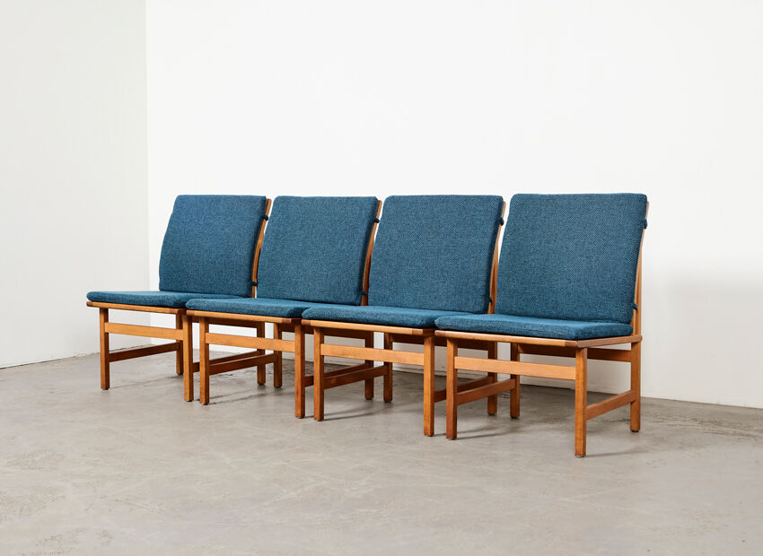 Set of 4 dining chairs model 3232 by Borge Mogensen for Fredericia Denmark 1958