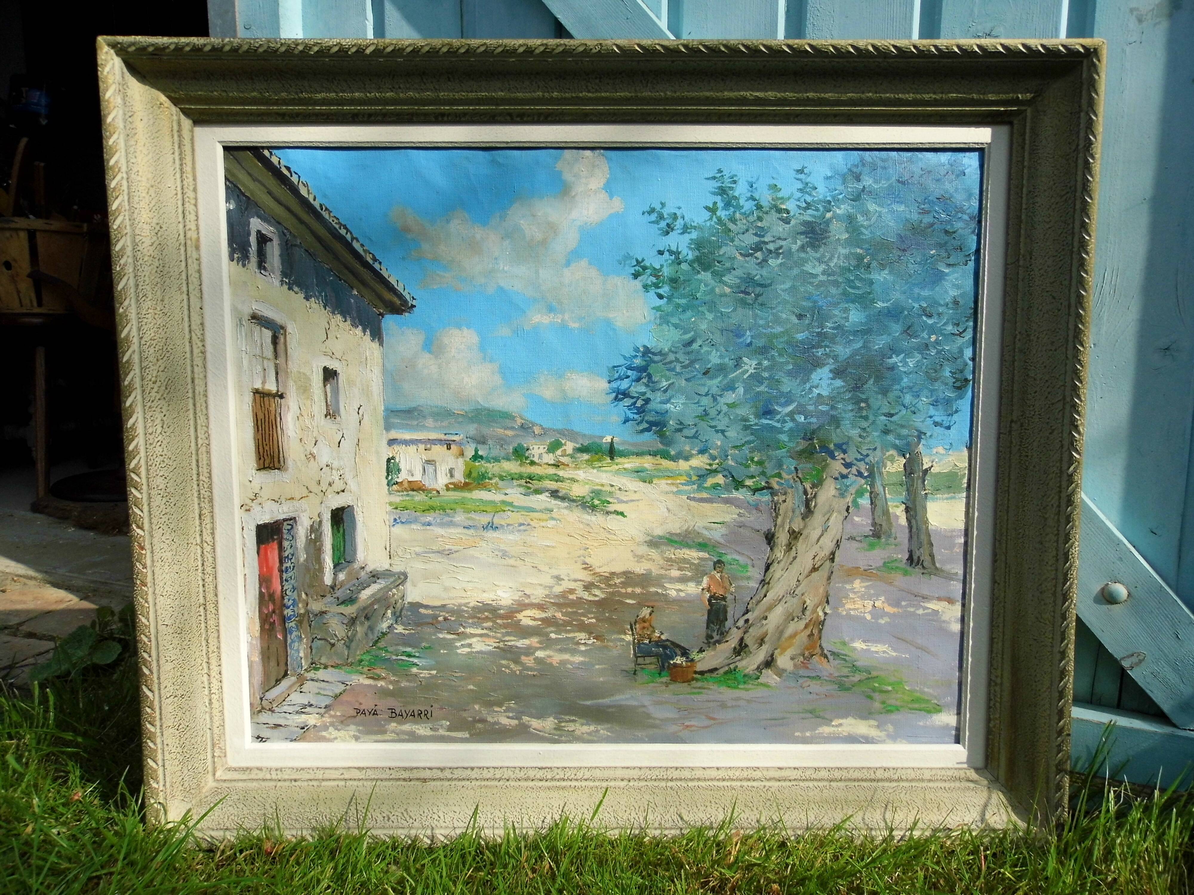 Painting "farm with olive trees in the mountains" signed Baya Bayarri