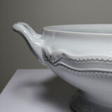 White fine porcelain soup tureen/vegetable dish from Limoges attributed to Barnardaud, vintage.