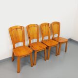 Set of 4 vintage chairs in pine from the 70s