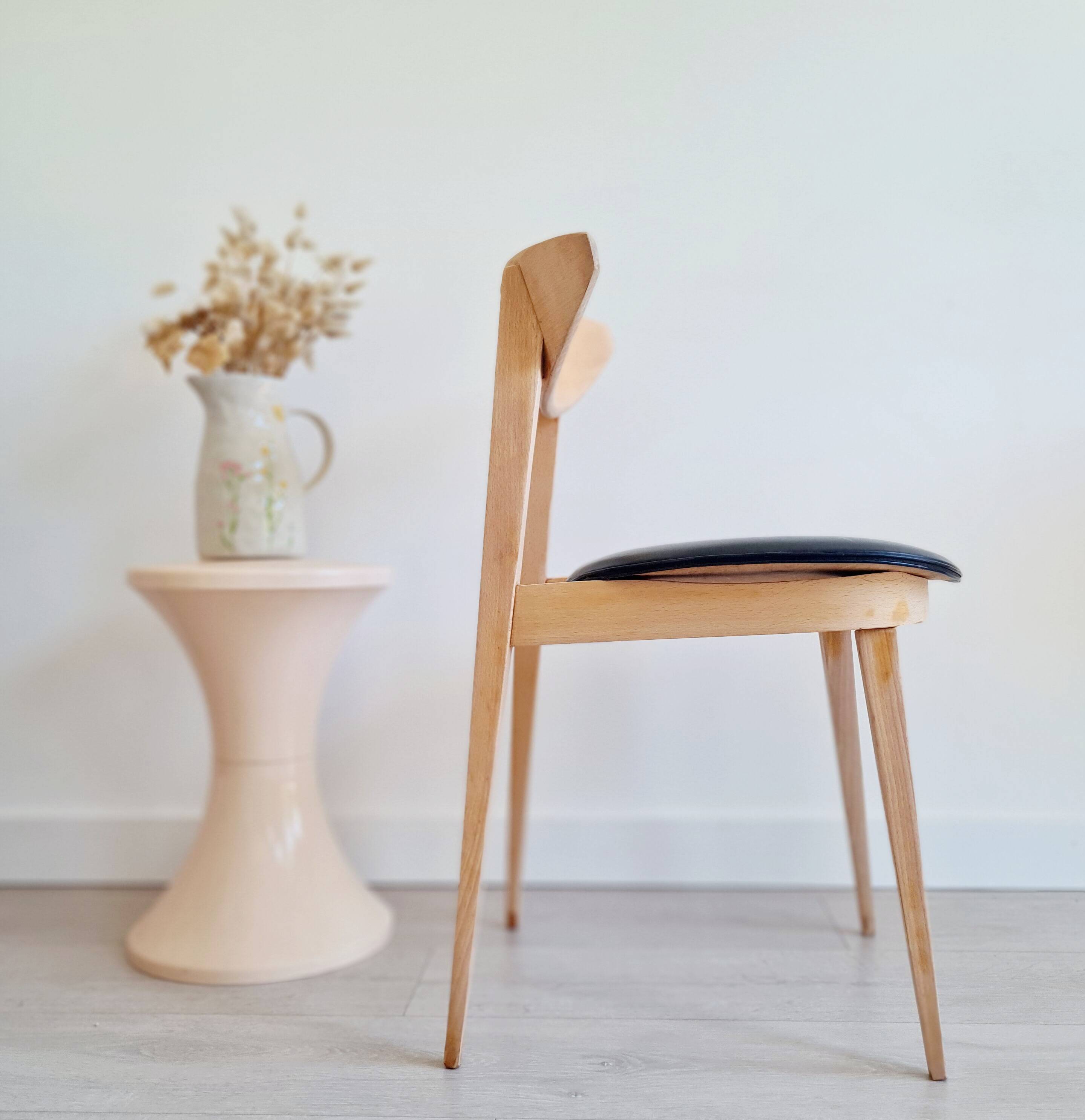 Scandinavian raw wood chair
