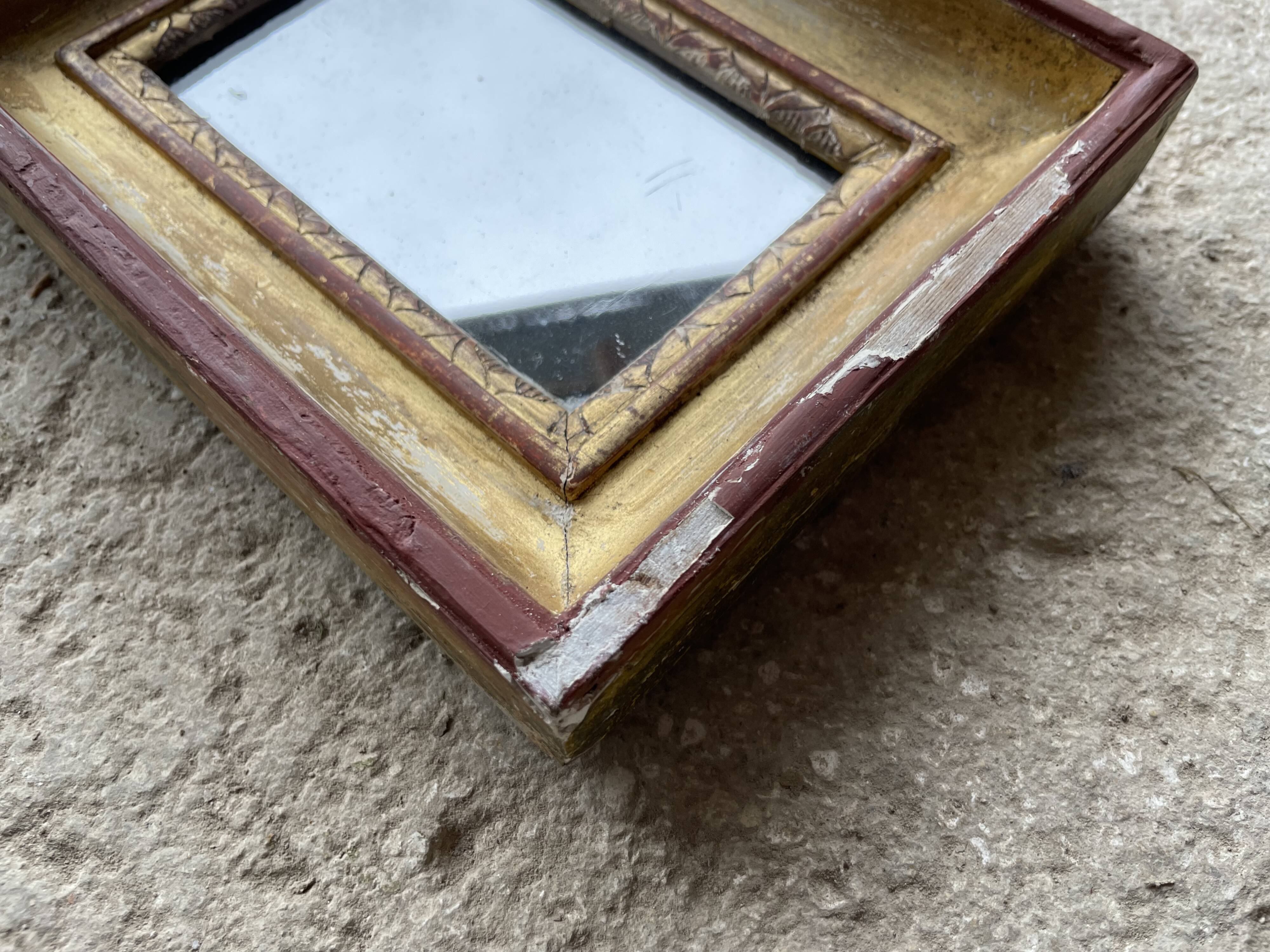 Small antique gold mirror 16x23cm