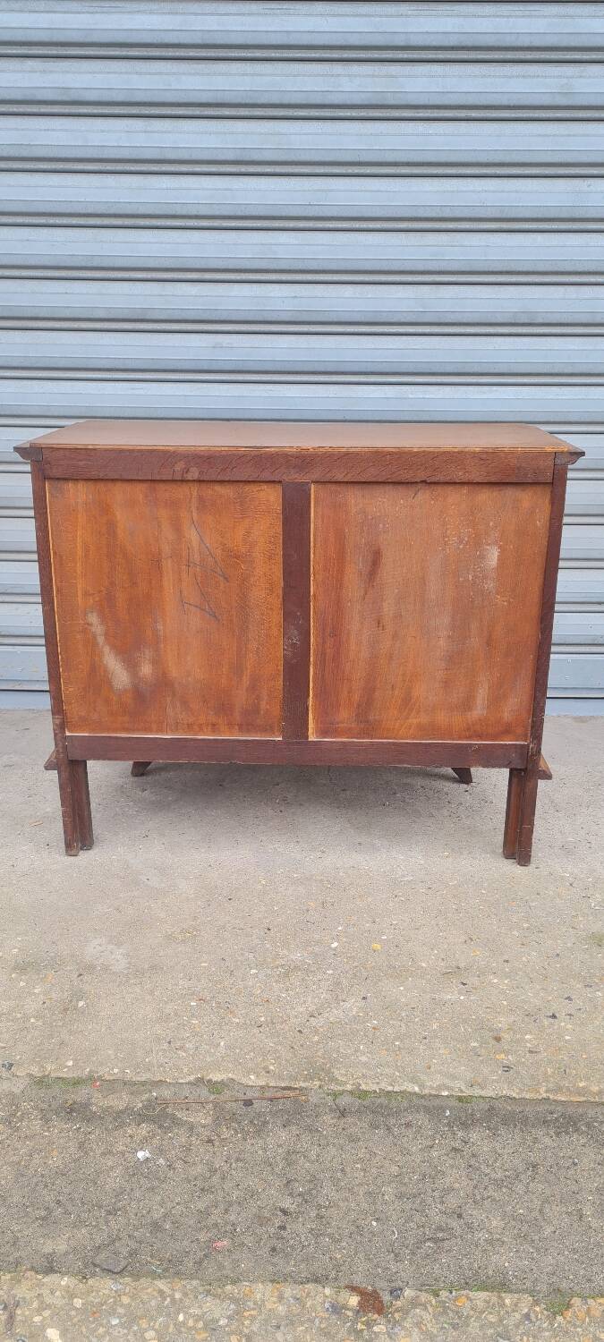 Oak compass foot chest of drawers 1960