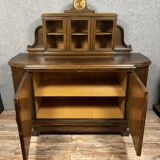 Art Nouveau period clock sideboard in oak and burl circa 1900