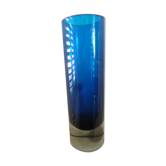 Vase en cristal de bohême 1960/70 fond bleu
