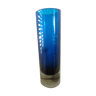 Vase en cristal de bohême 1960/70 fond bleu