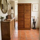 Antique double curtain oak cabinet