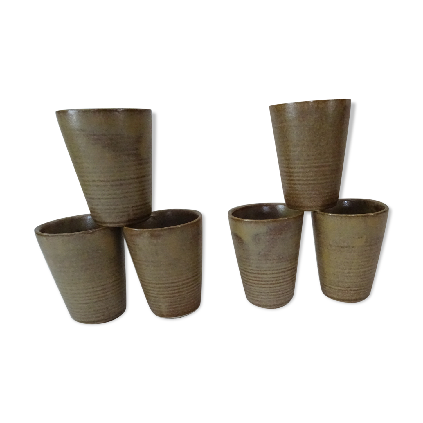 6 glasses vintage Digoin sandstone cups