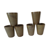 6 glasses vintage Digoin sandstone cups