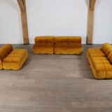 Cini Boeri for Arflex Modular Strips Sofa in Ocre velvet, Italy 1968